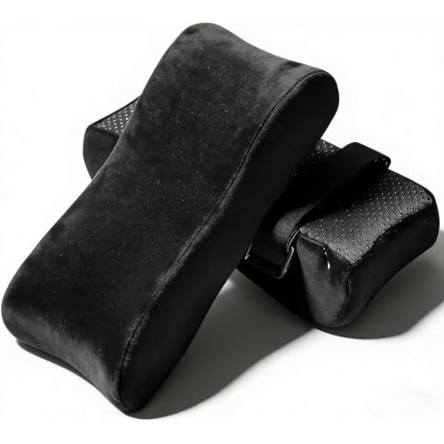 Ergonomic Memory Foam Chair Armrest Pads with Cooling Gel - Non-Slip Elbow Support Cushion for Office/Gaming/Desk Chairs, Washable Cover, Set of 2