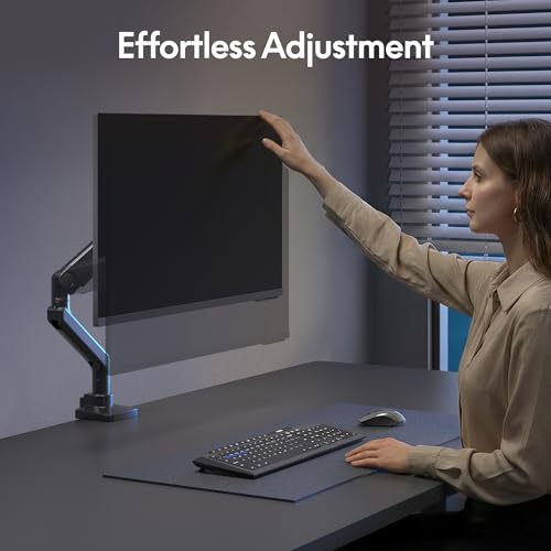 FlexiSpot Ultrawide Monitor Arm, Monitor Stand for 17 to 49 inch Screens Holds up to 44 Lbs, Adjustable Gas Spring Arm with C Clamp & Grommet Base for Gaming Office, 75/100 VESA Mount, Black
