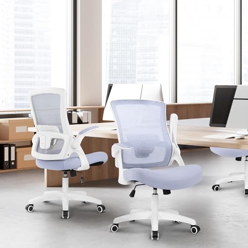 NEO CHAIR Office Desk Gaming Chair Computer High Back Mesh Seat with Rolling Wheels Ergonomic Adjustable Comfy Flip-up Armrests Lumbar Support Height for Home (Purple)