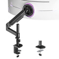 ARES WING Single Monitor Mount - Ultrawide Monitor Arm for 40 34 32 27 Inch Heavy Duty Curved Screen Up to 26.4 lbs with Clamp/Grommet Desk Mount, 75/100 Vesa Mount, Black