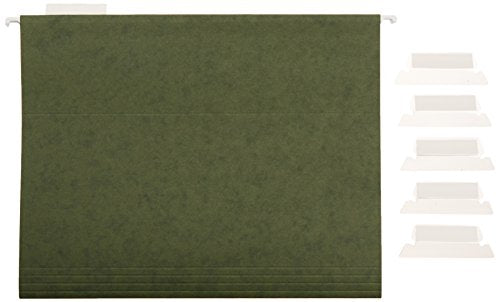 Amazon Basics Hanging File Folders with Adjustable Tabs, Sturdy Expandable Document Organizer, Letter Size 8.5x11 inch, Green, 25-Pack