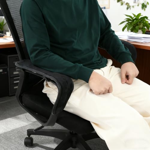 IMIKEYA Chair Armrest Mats 17.7 Inch Office Chair Arm Covers with Elastic Straps for Comfortable Support and Easy Cleaning Pair