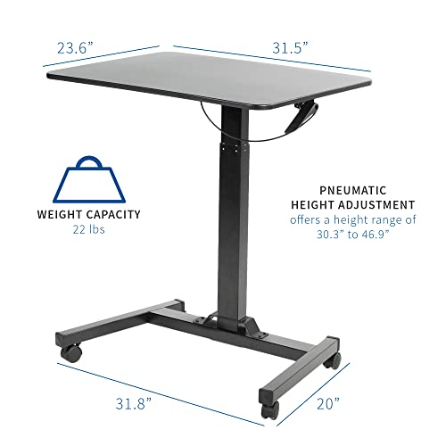 VIVO Mobile 32 inch Sit Stand Laptop Cart, Height Adjustable Rolling Podium, Locking Wheels, Black, CART-V07B