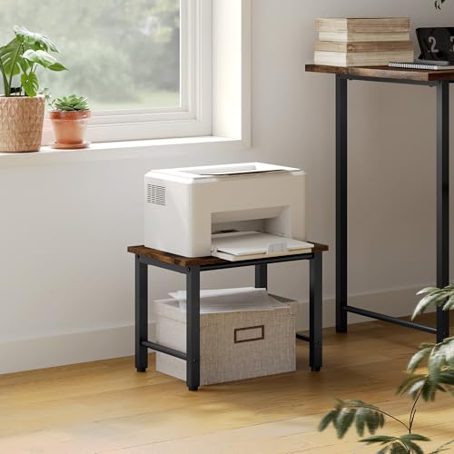 Gewudraw Printer Stand-Desktop Shelf Storage Organizer for Printers,Small End Table, Book Shelf and Wooden Desk Shelf for Home Office
