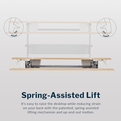Vari VariDesk Pro Plus 36 Standing Desk Converter – 11 Height Settings + Spring Lift, 2 Tier Design, Keyboard Tray, Fits Desktops 36” Wide x 26.5" Deep – Delivers Fully Assembled (Light Wood)