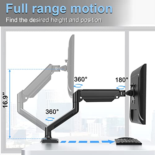 ErgoFocus Single Monitor Mount Arm Fits up to 32 Inch, Desk Mount Holds 4.4-19.8lbs Computer Screen, Full Motion Monitor Desk Mount, VESA Mount 75x75, 100x100