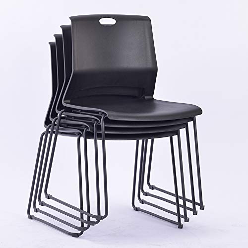 Sidanli Black Stacking Chairs Set of 4, Stackable Chairs for Waiting Room
