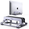 UGREEN 2-Slot Vertical Laptop Stand Holder Desk Compatible with MacBook Pro Air Laptop Stand Desktop Adjustable, Lenovo Ideapad, Surface Book, HP Notebook, Dell Chromebook Up to 17.3 Inch, Space Gray