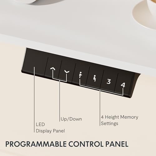 FLEXISPOT EN2 Standing Desk Frame with Clamp Power Strip and Cable Management Tray, Electric Sit Stand Desk Base with Memory Controller for Home and Office (White Frame Only)