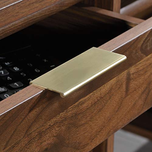 Sauder Clifford Place L-Desk, L: 59.06" x W: 53.54" x H: 30.2", in Grand Walnut finish