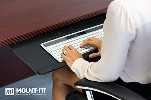Mount-It! Keyboard Tray Under Desk, Full Motion Computer Keyboard and Mouse Tray, Slide Out Ergonomic Keyboard Drawer with Gel Wrist Pad, 26" Wide, Tilt, Swivel and Height Adjustment, Black