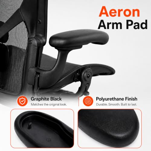 Office Chair Arm Pads Replacement for Herman Miller Classic Aeron Chair Graphite, 2Pack 100% Polyurethane Finish, Black