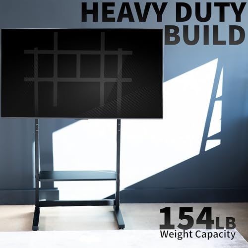 VIVO Heavy Duty 55 to 100 inch TV Floor Stand, Holds up to 154 lbs, Tall Stationary TV Mount with Storage Shelf, Black, STAND-TV100F