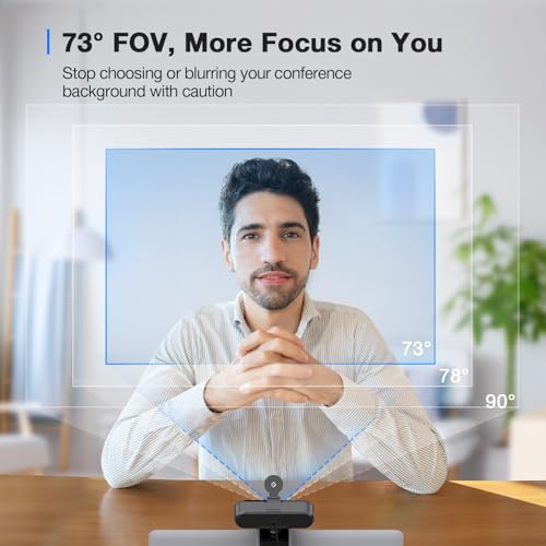 EMEET C960 4K Webcam for PC, 4K UHD CMOS Sensor, PDAF Auto Focus, Dual Omnidirectional Mics, Auto Light Correction, 73° FOV, Plug&Play Webcam w/Privacy Cover, Works w/Zoom/Teams/Skype/Google Meet