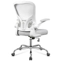 DEVAISE Office Chair Ergonomic Computer Desk Chair with Flip-up Armrests, Comfy Mesh with Adjustable Lumbar Support, White