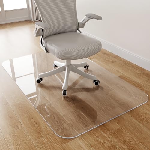 Delamu Office Chair Mat for Hardwood Floor, 30"×48" Office Computer Desk Chair Mat, Clear PVC Heavy Duty Floor Protector Mats for Rolling Chairs, Only for Hard Floor (30"×48" Rectangular)