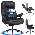 Big and Tall Office Desk Chair with 5-Position Armrests, 650 LBS Heavy Duty Executive Office Chair Comfy, Extra Wide Seat, High Back Computer Chair with Lumbar Support, Reclining Tilt Lock (Black)