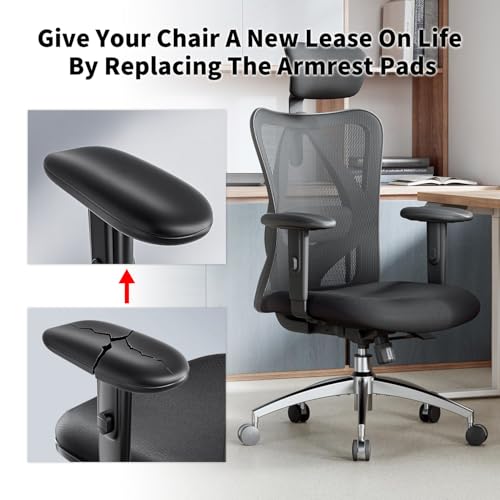 Universal Office Chair Arm Rest Replacement Pads -Ergonomic Arm Pads with 4" Mounting Hole Distance, Soft PU Surface & Durable Steel Inserts – Fits Most Office & Gaming Chairs (Set of 2)