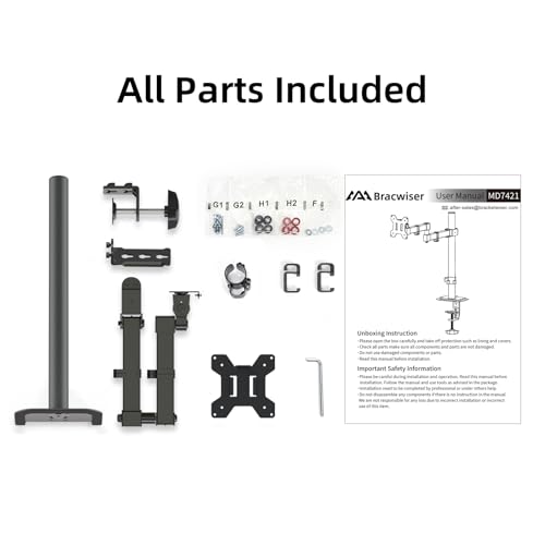Bracwiser Monitor Mount Single Fully Adjustable Arm Fits One Screen 13-32 inch 22lbs for Monitor Computer Screen 13 15 17 19 20 22 23 24 26 27 30 32 inch VESA 75 100 (MD7421)