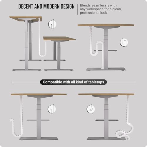 Ultimate Setup Under Desk Cable Management Vertebrae - Perfect for Sit Stand Desk - White, 133 cm