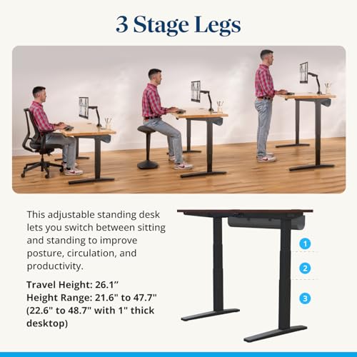 UPLIFT DESK V3 2-Leg Black Laminate Wood Standing Desk – Adjustable Height, Advanced 1-Touch Memory Keypad, Under Desk Cable Management, Wire Grommets & Rocker Board (Black C-Frame, 60 x 30 inch)