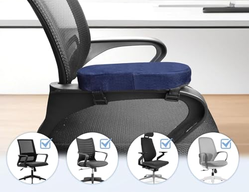 Office Chair Armrest Pads, Ergonomic Memory Foam Office Chair Arm Cover Pads, Comfy Gaming Chair Arm Rest Covers for Elbows and Forearms Pressure Relief, Removable Washable, Adjustable Fit, Set of 2
