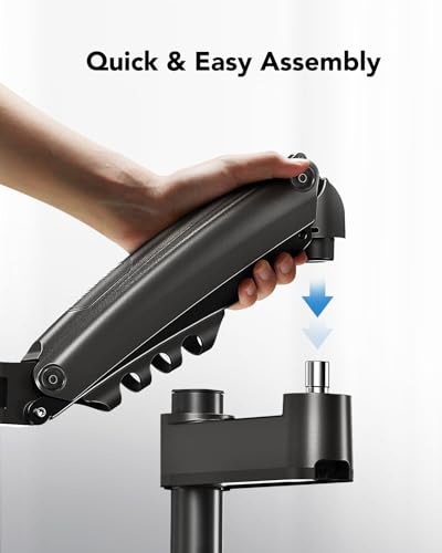 HUANUO Single Monitor Arm, Adjustable Desk Mount for 13-34 inch Screens, Holds 19.8lbs, 22.44 inch Max Height, Full Motion Swivel Gaming Monitor Stand with VESA 75x75mm and 100x100mm Compatibility
