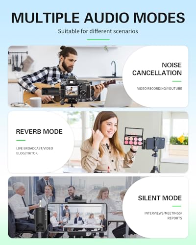 Gicorino Wireless Lavalier Microphones Compatible for iPhone, Android Phone, Camera, Computer, Professional Wireless Mini Microphone for Video Recording, Vlog, YouTube, TikTok (4 Mics)