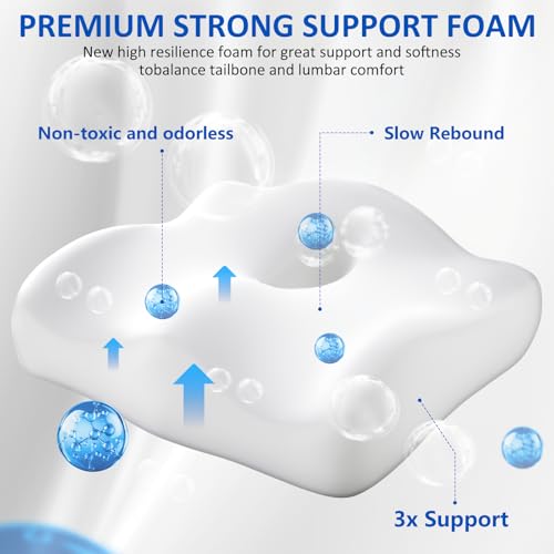JIPORIER Lumbar Support Pillow for Office Chair,Seat Cushion with Back Support,Office Chair Cushion for Tailbone Pain,Sciatica and Hemorrhoid Relief (Black)