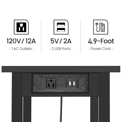 TUTOTAK 2 Tier Printer Stand, Rolling Printer Cart with Power Outlets and USB Ports, Mobile Printer Table with Wheels, for Under Desk, Office, Home, Black PS01BK001