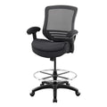 WITTLONG 400lbs Office Drafting Chair Wide Dual Seat Cushion for High Standing Desk with Lumbar Support and Enlarged Adjustable Footrest-Black