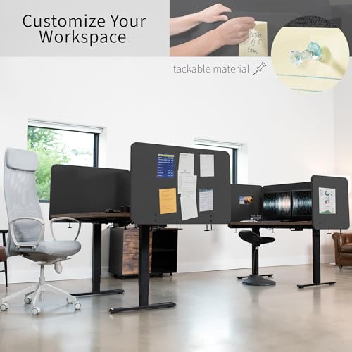 VIVO Clamp-on/Screw-on 60 x 24 inch Privacy Panel, Sound Absorbing Cubicle Desk Divider, Acoustic Partition, Dark Gray, PP-1-V060D