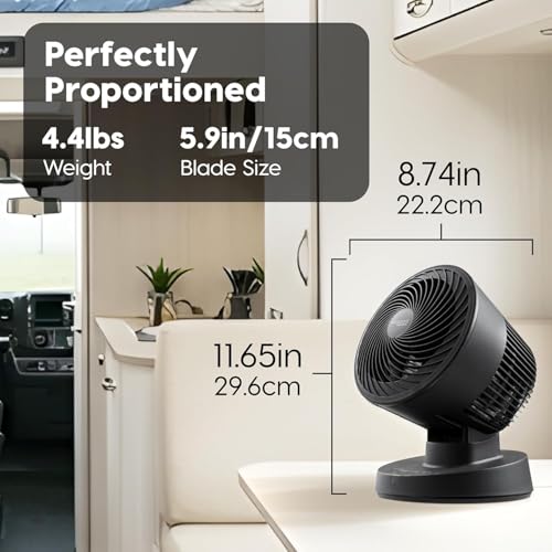 IRIS USA WOOZOO Air Circulator Fan with Remote, Oscillating, 3 Speeds, 56ft Max Air Distance, Adjustable Tilt, Quiet Motor, Small Fan for Bedroom, Office, Dorm, Black