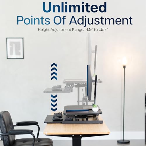 VIVO Height Adjustable 28 inch Stand Up Desk Converter, Quick Sit to Stand Tabletop Dual Monitor Riser Workstation, Black, DESK-V028S