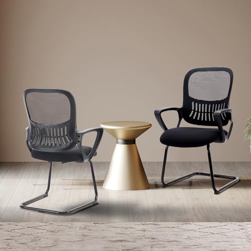 DUMOS Office Desk Chair with Sled Base Set of 6, Ergonomic Executive Mesh Computer Chairs with Lumbar Support for Home Bedroom Waiting Reception Guest Student