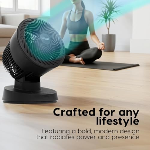 IRIS USA WOOZOO Air Circulator Fan with Remote, Oscillating, 3 Speeds, 56ft Max Air Distance, Adjustable Tilt, Quiet Motor, Small Fan for Bedroom, Office, Dorm, Black