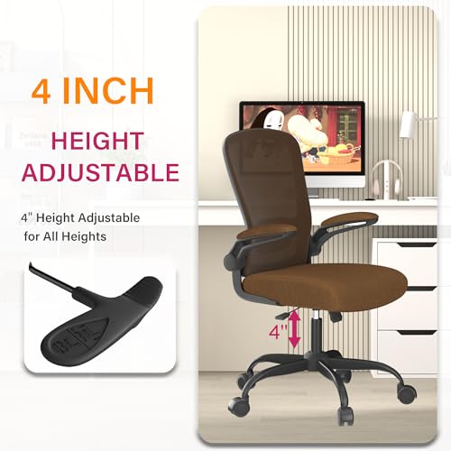 Mimoglad Office Chair, Ergonomic Desk Chair with Adjustable Lumbar Support, High Back Mesh Computer Chair with Flip-up Armrests-Task Chairs, Executive Chair for Home Office