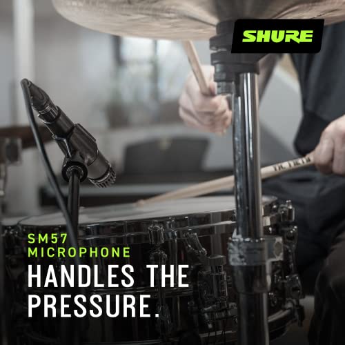 Shure SM57 Dynamic Microphone – Wired Cardioid XLR Instrument Handheld Mic for Guitar Amplifiers, Snare Drum, Percussion, Live Sound & Studio Recording, Black
