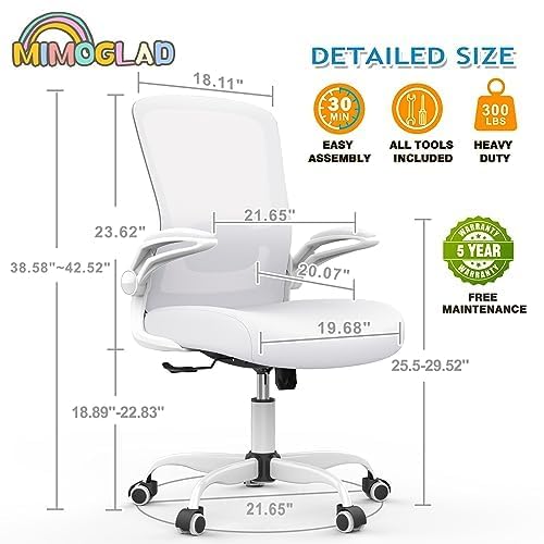 Mimoglad Ergonomic High Back Mesh Office Chair, Adjustable Lumbar Support, Thickened Seat Cushion