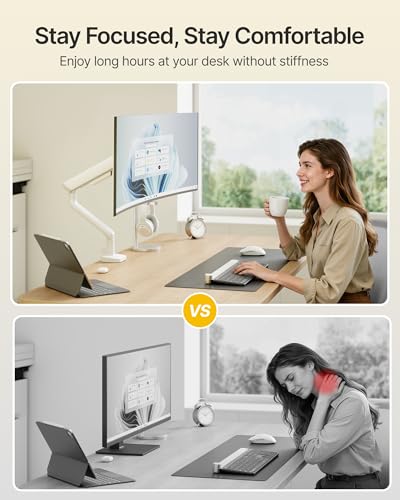 monTEK Single Monitor Arm, Mechanical Spring Monitor Arm for 17-40" Ultrawide Screens, Adjustable Monitor Desk Mount Holds up to 26.4 lbs with C Clamp/Grommet Desk Mount, VESA 75/100mm