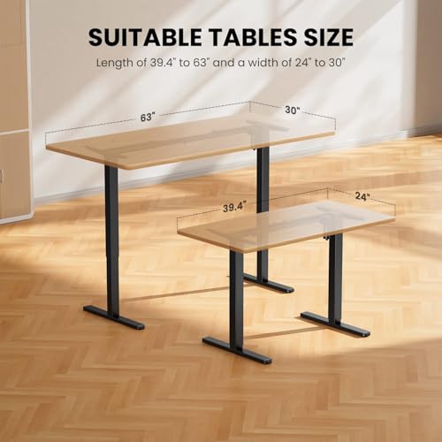 ErGear Electric Standing Desk Legs, 4 Memory Height Settings Height Adjustable Desk Frame, Sit Stand Table Legs Up to 47.2", Ergonomic Stand up Converter Base Workstation, Black Frame Only