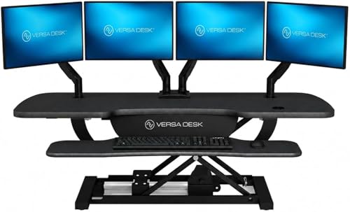 VERSADESK Electric Standing Desk Converter, 48 Inch PowerPro Height-Adjustable Sit Stand Desktop Riser, Keyboard Tray, USB Charging Port, 48" W X 24" D, Black