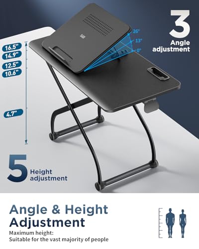 SAIJI Metal Small Laptop Desk Standing Converter, 23" Height Adjustable Desk Riser for Tabletop, Sit-Stand Workstation, Table Extender for Desk