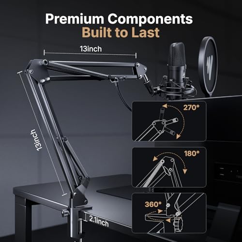 USB Microphone, MAONO 192KHZ/24Bit Plug & Play PC Computer Podcast Condenser Cardioid Metal Mic Kit with Professional Sound Chipset for Recording, Gaming, Singing, YouTube (AU-A04)