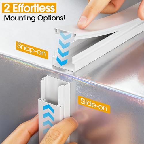 212.6in Cord Hider Wall, Cord Covers for 2-3 Wires on Wall, Paintable Cable Hider Raceway, Easier Set-up Wire Hider Wire Covers for Cords on Wall, Self-Adhesive Cable Cover, W0.95 H0.55in, White