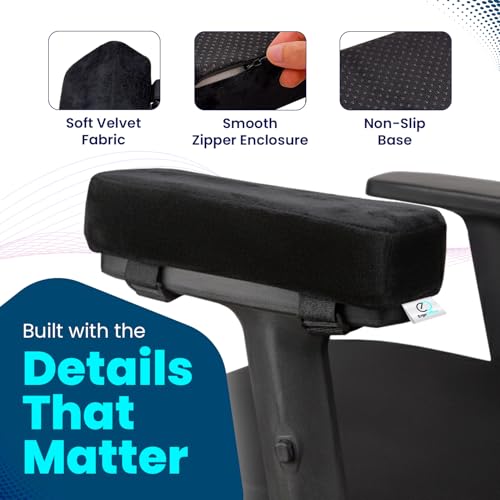 Ergo Office Arm Rest Cushion - Set of 2 Office Chair Arm Pads for Elbow Pain Relief - Computer Office Chair Arm Covers for Comfortable Desk Setup