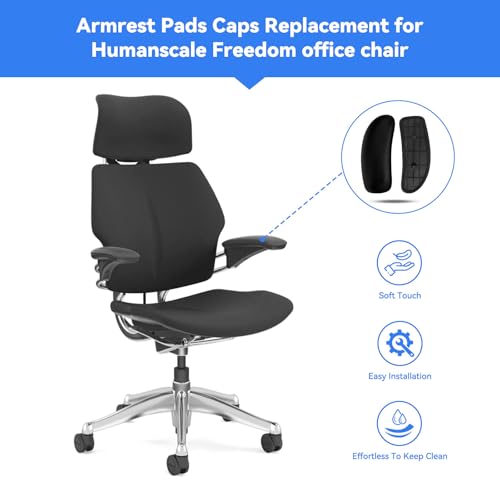 SINOLUXE Arm Pads Replacement for Humanscale Freedom Office Chair, Only for Height Adjustable Arm, Black, 1 Pair