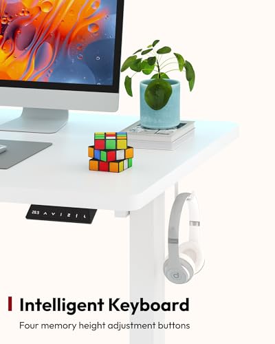 SANODESK Electric Standing Desk, 71 x 32'' Height Adjustable Sit Stand Desk with Large Splice Board Desktop Ergonomic Memory Presets Computer Workstations for Home Office, White Frame/White Top