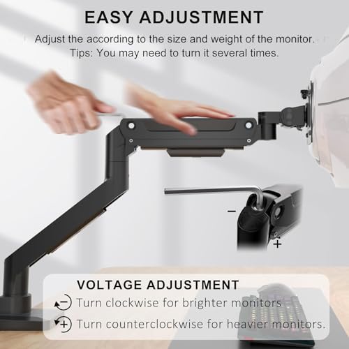 WALI Ultrawide Single Monitor Arm for 13-49 Inch Heavy Duty 1000R Curved Screens, up to 44 Lbs, Adjustable Single Monitor Desk Mount with C-Clamp, Grommet Base, 75/100mm VESA Mount (GSM001XL), Black