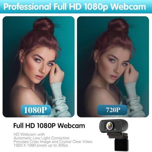 Webcam HD 1080p ,Live Streaming HD Camera with Stereo Microphone, PC Desktop or Laptop USB Webcam with 110 Degree View Angle, for Switch 2,Video Calling, Recording, Conferencing, Streaming, Gaming